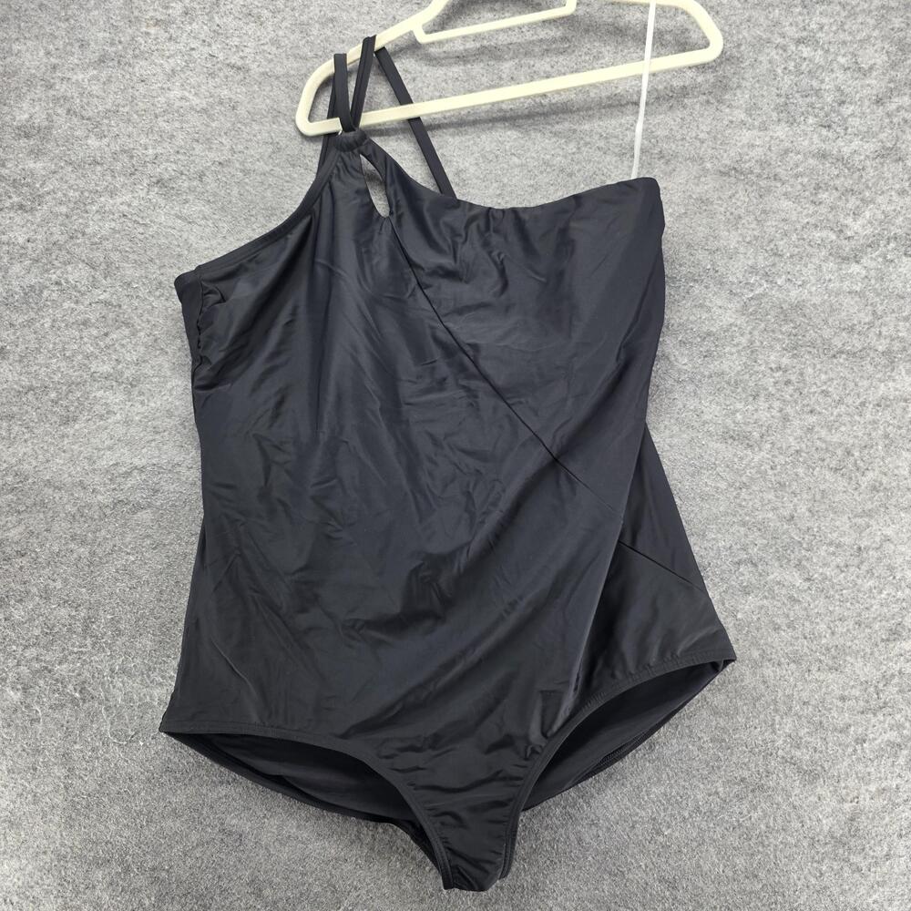 Lands' End One Piece Womens 3X Black Lined Tummy Control UPF 50 Swimsuit